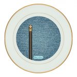 طبق زينة للطعام باطار داخلي ذهبي بتصميم سحاب