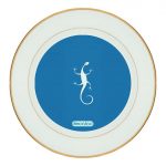 طبق زينة للطعام باطار داخلي ذهبي بتصميم سحليه