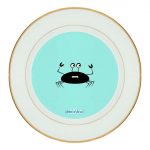 طبق زينة للطعام باطار داخلي ذهبي بتصميم سلطعون خائف