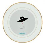 طبق زينة للطعام باطار داخلي ذهبي بتصميم سيدة