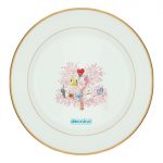 طبق زينة للطعام باطار داخلي ذهبي بتصميم شجرة الكرز شخصيات BT21