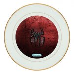 طبق زينة للطعام باطار داخلي ذهبي بتصميم شعار سبايدرمان