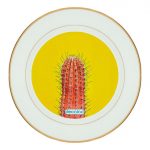 طبق زينة للطعام باطار داخلي ذهبي بتصميم صبار