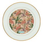 طبق زينة للطعام باطار داخلي ذهبي بتصميم طائر الفلامنجو