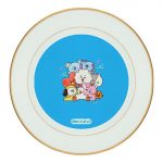 طبق زينة للطعام باطار داخلي ذهبي بتصميم عناق أر جي شخصيات BT21