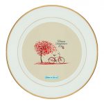 طبق زينة للطعام باطار داخلي ذهبي بتصميم عيد حب سعيد