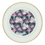 طبق زينة للطعام باطار داخلي ذهبي بتصميم فلامنغو