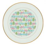 طبق زينة للطعام باطار داخلي ذهبي بتصميم فلامنغو الاستوائية