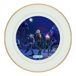 طبق زينة للطعام باطار داخلي ذهبي بتصميم فورت نايت زومبي