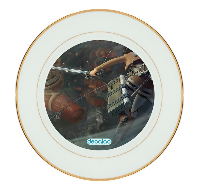 طبق زينة للطعام باطار داخلي ذهبي بتصميم قتال مع العملاق الضخم هجوم العمالقة طبق زينة للطعام باطار داخلي ذهبي بتصميم قتال مع العملاق الضخم هجوم العمالقة