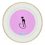 طبق زينة للطعام باطار داخلي ذهبي بتصميم قطه انيقه