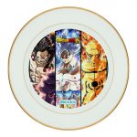 طبق زينة للطعام باطار داخلي ذهبي بتصميم قوة الابطال كل الانميات