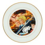 طبق زينة للطعام باطار داخلي ذهبي بتصميم قوة الثلاثة أشقاء ون بيس