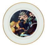 طبق زينة للطعام باطار داخلي ذهبي بتصميم قوة شخصيات قاتل الشياطين