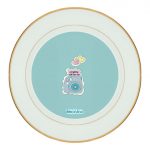 طبق زينة للطعام باطار داخلي ذهبي بتصميم كرتون كاميرا