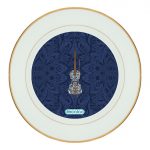 طبق زينة للطعام باطار داخلي ذهبي بتصميم كمان مزخرف