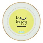 طبق زينة للطعام باطار داخلي ذهبي بتصميم كن سعيد