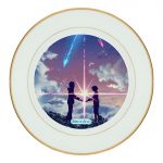 طبق زينة للطعام باطار داخلي ذهبي بتصميم لحظه اللقاء انمي أسمك