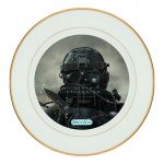 طبق زينة للطعام باطار داخلي ذهبي بتصميم  لعبة ديث ستراندنغ