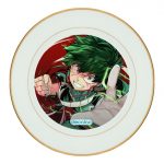 طبق زينة للطعام باطار داخلي ذهبي بتصميم لكمه ميدوريا أكاديميتي للأبطال