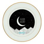 طبق زينة للطعام باطار داخلي ذهبي بتصميم ليله سعيده