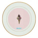 طبق زينة للطعام باطار داخلي ذهبي بتصميم مثلجات الجماجم