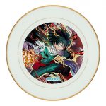 طبق زينة للطعام باطار داخلي ذهبي بتصميم معركه في أكاديميتي للأبطال