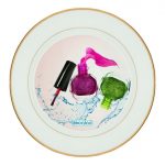 طبق زينة للطعام باطار داخلي ذهبي بتصميم مناكير