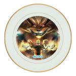 طبق زينة للطعام باطار داخلي ذهبي بتصميم ناروتو وكوراما الكيوبي