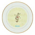 طبق زينة للطعام باطار داخلي ذهبي بتصميم نغمة موسيقية جميلة