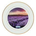 طبق زينة للطعام باطار داخلي ذهبي بتصميم ورود بنفسجيه