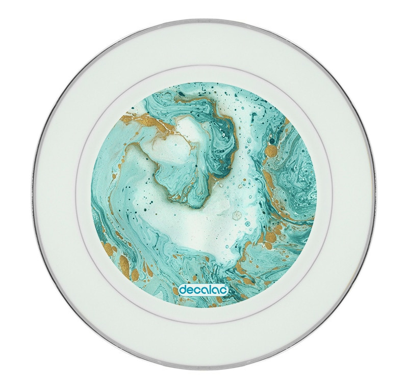 طبق زينة للطعام باطار داخلي فضي بتصميم أزرق ذهبي طبق زينة للطعام باطار داخلي فضي بتصميم أزرق ذهبي