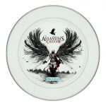 طبق زينة للطعام باطار داخلي فضي بتصميم أساسنز كريد الجناح الأسود
