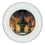 طبق زينة للطعام باطار داخلي فضي بتصميم أساسنز كريد بلاك فلاغ