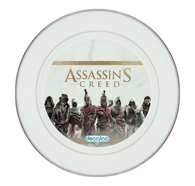 طبق زينة للطعام باطار داخلي فضي بتصميم أساسنز كريد جميع الشخصيات طبق زينة للطعام باطار داخلي فضي بتصميم أساسنز كريد جميع الشخصيات