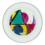 طبق زينة للطعام باطار داخلي فضي بتصميم اشكال هندسيه