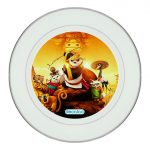 طبق زينة للطعام باطار داخلي فضي بتصميم اصدقاء كونغ فو باندا