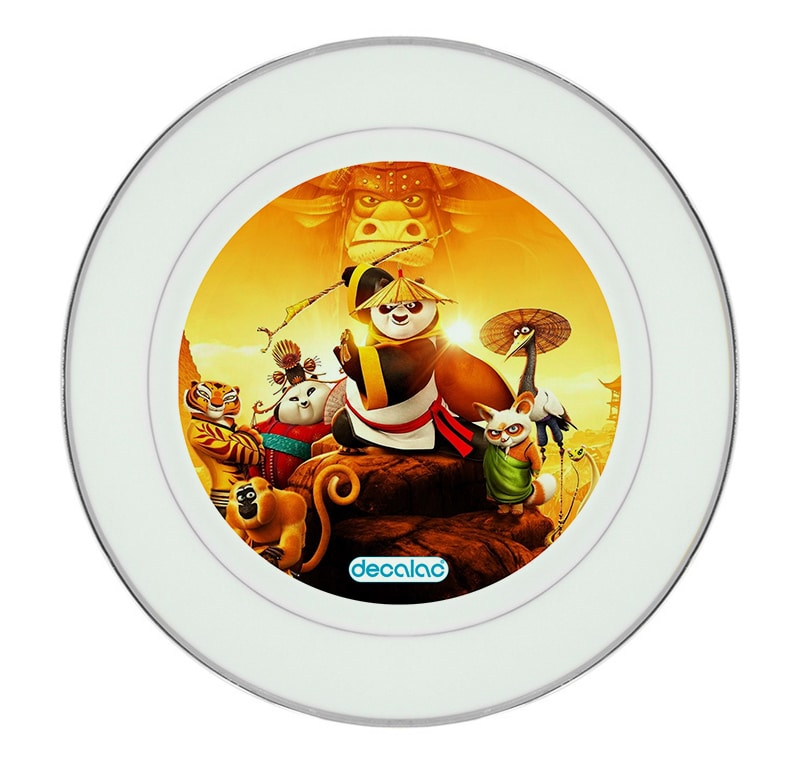 طبق زينة للطعام باطار داخلي فضي بتصميم اصدقاء كونغ فو باندا طبق زينة للطعام باطار داخلي فضي بتصميم اصدقاء كونغ فو باندا