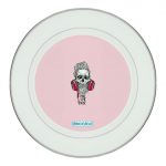 طبق زينة للطعام باطار داخلي فضي بتصميم الأستماع الى الموسيقى