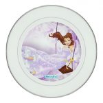 طبق زينة للطعام باطار داخلي فضي بتصميم الاميرة بيلا بفستان لامع