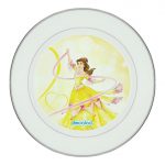 طبق زينة للطعام باطار داخلي فضي بتصميم الاميرة بيلا فيلم الجميلة والوحش