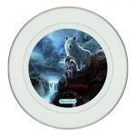 طبق زينة للطعام باطار داخلي فضي بتصميم الاميرة مونونوكي مع ذئب