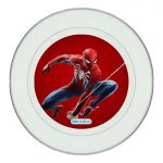 طبق زينة للطعام باطار داخلي فضي بتصميم الرجل العنكبوت مارفل