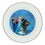 طبق زينة للطعام باطار داخلي فضي بتصميم الشخصيات الرئيسيه لفروزن