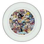 طبق زينة للطعام باطار داخلي فضي بتصميم الشخصيات اللطيفه كل الانميات