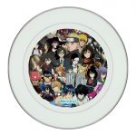 طبق زينة للطعام باطار داخلي فضي بتصميم الشخصيات المخيفه كل الانميات