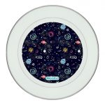 طبق زينة للطعام باطار داخلي فضي بتصميم الفضاء والمجرة