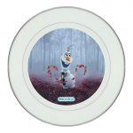 طبق زينة للطعام باطار داخلي فضي بتصميم اللطيف أولاف