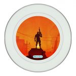 طبق زينة للطعام باطار داخلي فضي بتصميم المحارب فورت نايت