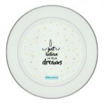 طبق زينة للطعام باطار داخلي فضي بتصميم النجوم والأحلام